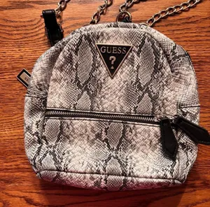 Guess Backpack Purse Grey Snakeskin design Small Chain‎ straps thumbnail 1