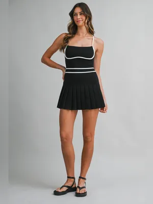 SCUBA SQUARE NECK SLEEVELESS MINI DRESS WITH SHORTS Large thumbnail 2