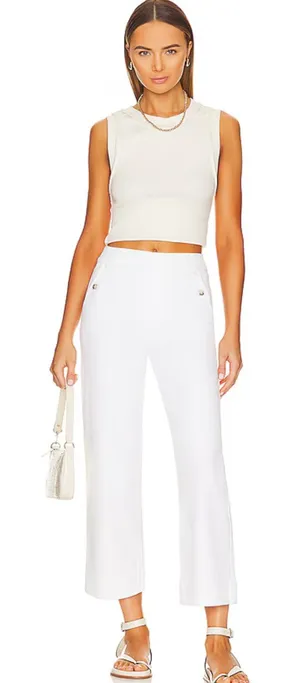 Spanx Twill Cropped Wide Leg Pants in Bright White thumbnail 1