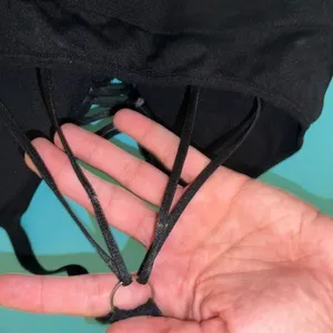 Strappy sports bra black corset style size M thumbnail 4
