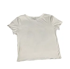 L Olivia Rae Cream/White Comfy Soft Short Sleeve Tee Crop Top Women’s Coquette thumbnail 2