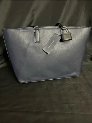 Tommy Hilfiger Dark Blue Embossed Logo Tote Handbag Purse NWT thumbnail 7