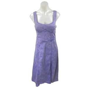 Future Collective Purple Sleeveless Slit Denim Jeans A Line Midi Dress Size 6 thumbnail 2