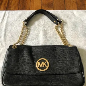 Michael Kors Black Shoulder Bag with Gold Accents thumbnail 1