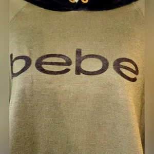 Women’s Bebe olive green Black velvet Sweatshirt Hoodie thumbnail 9