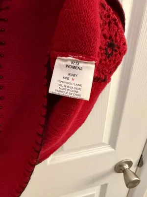 Woolrich Red 100% Wool Crochet Zipper Vest Medium thumbnail 5