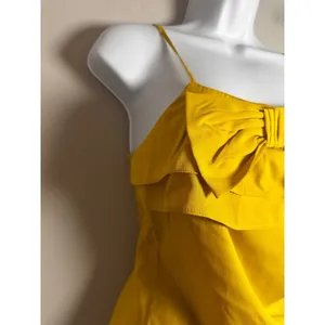 Banana Republic Mustard Yellow Bow Front Ruffle Cami Top‎ Vintage Y2K Petite 0P thumbnail 3