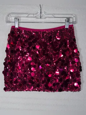 Womens Y2K Sequin Mini Bodycon Skirt Size S Stretch 2000s Barbie Halloween thumbnail 2
