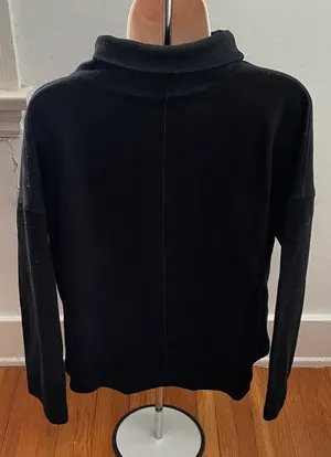 Black Merino Wool Mock Neck Sweater, Size 4 thumbnail 2