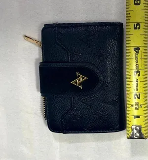 Adrienne Vittadini Black Zip Around Wallet Faux Leather Snap Closure thumbnail 1