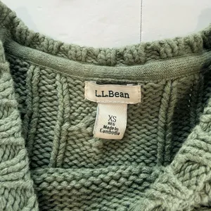 LL Bean Sage Green Double L Mixed Cable Crew Neck Pullover Cotton Sweater XS thumbnail 10