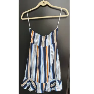 Olivaceous Strapless, Tie Front Striped Dress thumbnail 2