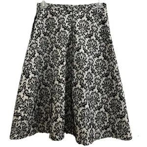 Gianni Bini Skirt French Damask Thick Jacquard Pockets XS 2 Woven A-line B&W! thumbnail 2