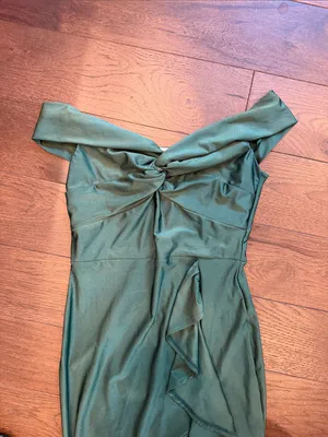 Cefian Formal Green Ruffle Long Gown Dress Size Small - C3-234 thumbnail 3