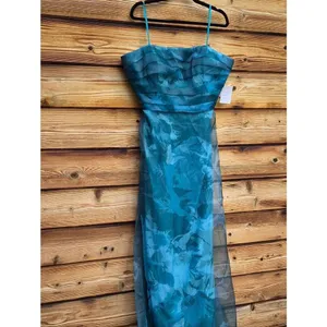 NWT Rene Ruiz Collection Teal Strapless Organza Gown Size 16 thumbnail 4