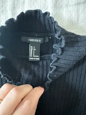 Forever 21 Black Ribbed Mock Neck Longsleeve thumbnail 5