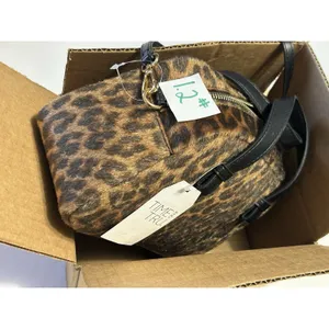 NWT Time and Tru Women Mini Satchel Crossbody Bag Faux Fur Leopard Print Boxy thumbnail 10