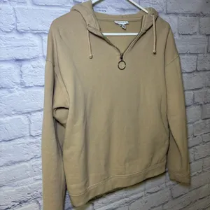 TOPSHOP Hoodie Quarter Zip Hooded Sweatshirt Tan Size 0-2 thumbnail 5