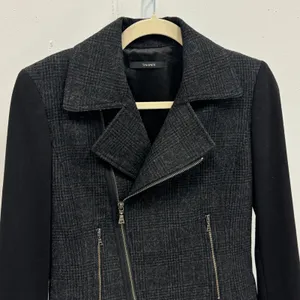 Tahari Women's Plaid Wool Blend Moto Jacket Black Gray Mixed‎ Media MR87X103 thumbnail 4