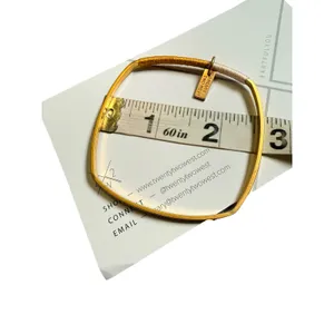 Twenty Two West Square Bangle Bracelet Gold‎ Tone Thread Wrapped Artisan Jewelry thumbnail 3