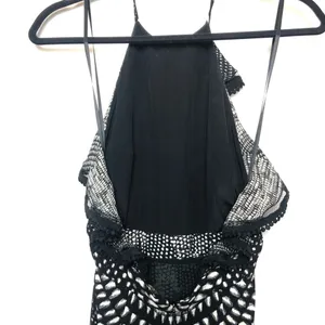 Roberto Cavalli Black & White Halter Maxi Dress with Slit thumbnail 4