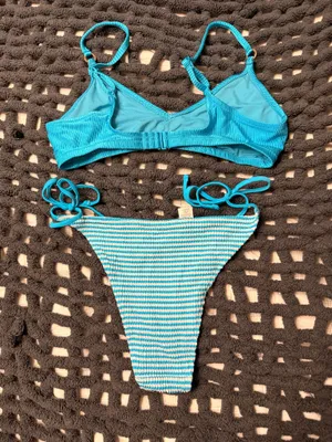 Aerie Bikini Set Blue Striped thumbnail 2