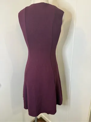 Zara Sleeveless knit Fit & Flare Dress in Wine Sz S thumbnail 3
