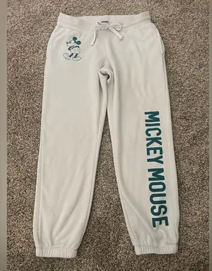 Women's Disney Mickey Mouse Jogger Sweatpants Gray Size M thumbnail 1