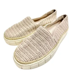 Vince Camuto Relinsta Beige Crochet Knit‎ Platform Slip On Loafers Size 9.5M thumbnail 3