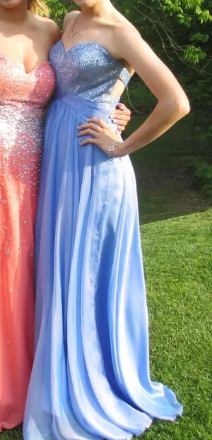 La Femme Periwinkle Strapless Prom Dress thumbnail 6