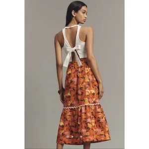 New Farm Rio Tiered Flare Hem Printed Midi Skirt Size XS thumbnail 2