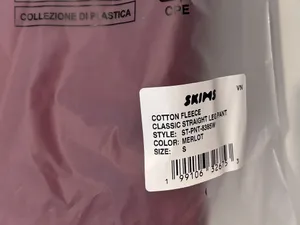 Skims Cotton Fleece Classic Straight Leg Pant Merlot Small new with tags thumbnail 8