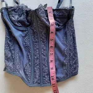 Ardene Blue Lace Corset Top Medium Bustier Sheer Mesh Boning Coquette thumbnail 5