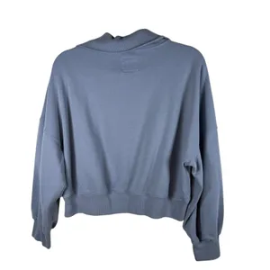 Abercrombie & Fitch Drama Collar V-Neck Cropped Sweatshirt Soft A&F Blue‎ XL thumbnail 2