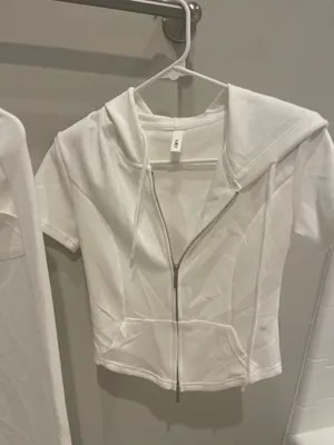 Women's White Two-Piece Lounge Pants & Zip Hoodie Set thumbnail 3