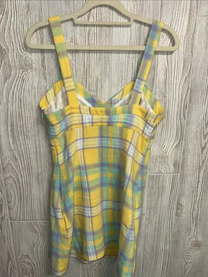 Zara Yellow Plaid Mini Dress with Pastel Accents thumbnail 5