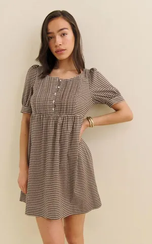 Reformation NWT Cypress Mini Dress Gingham Babydoll thumbnail 1