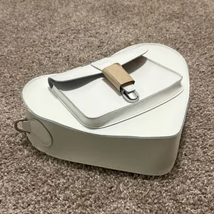 NWT Dr. Martens White Leather Heart Shaped Bag featuring the iconic heart thumbnail 9