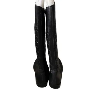 Corso Como Santona Quilted Riding Boots Sz 8 Black Leather‎ Zip Up Knee High thumbnail 3