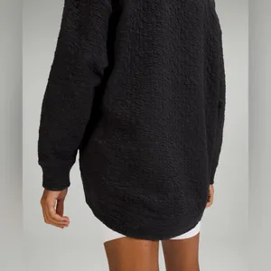 Lululemon Rippled V-Neck Pullover Black Size 10 Oversized Yoga Gym Workout Comfy thumbnail 4