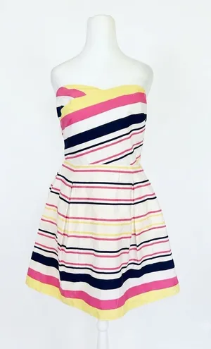 Lilly Pulitzer Lottie Strapless Dress Size 10 Yellow Pink Colorblock Style 27063 thumbnail 1