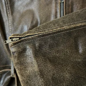Vintage Leather Jacket Genuine Leather Brown Faux Fur Trim Belted Size XL thumbnail 4