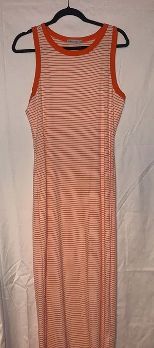 Nautical Stripe Orange-Trim Maxi Tank Dress thumbnail 1