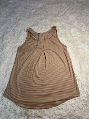 Lululemon Brown & White Striped Tank Top – Size 8 thumbnail 2