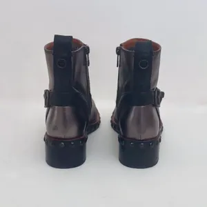 COACH Moto Bootie Gunmetal Black Leather Studded Ankle Boots Women's Size 8 thumbnail 4