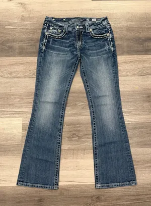 Miss Me Women’s Low Rise Boot Jeans With Stitching Detail Size 29 thumbnail 1