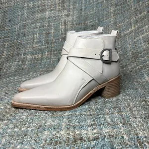 Free People Women's Back Loop Ankle Buckle Pointed Toe Booties in Bone thumbnail 2
