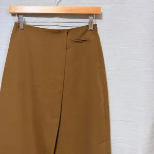 Commense Brown High Waisted Wrap Midi Skirt Front Slit XS 231021003‎ thumbnail 5