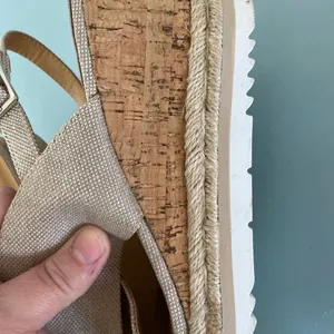 neutral beige espadrille cork platform wedge size 10 thumbnail 10