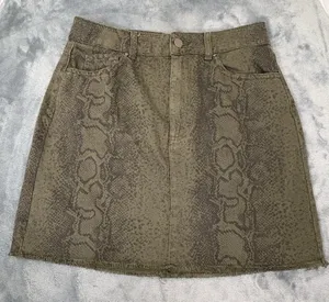 Hollister Olive Ultra High Rise Denim Snake Pattern Skirt 7 Y2K Preppy thumbnail 1